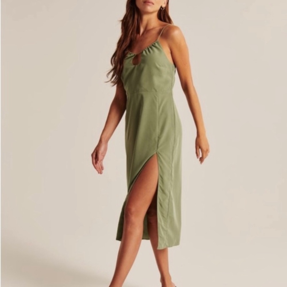 Abercrombie olive key hole dress